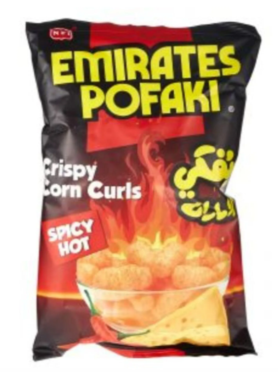 Emirates Pofaki Spicy Hot Crispy Corn Curls 80gm