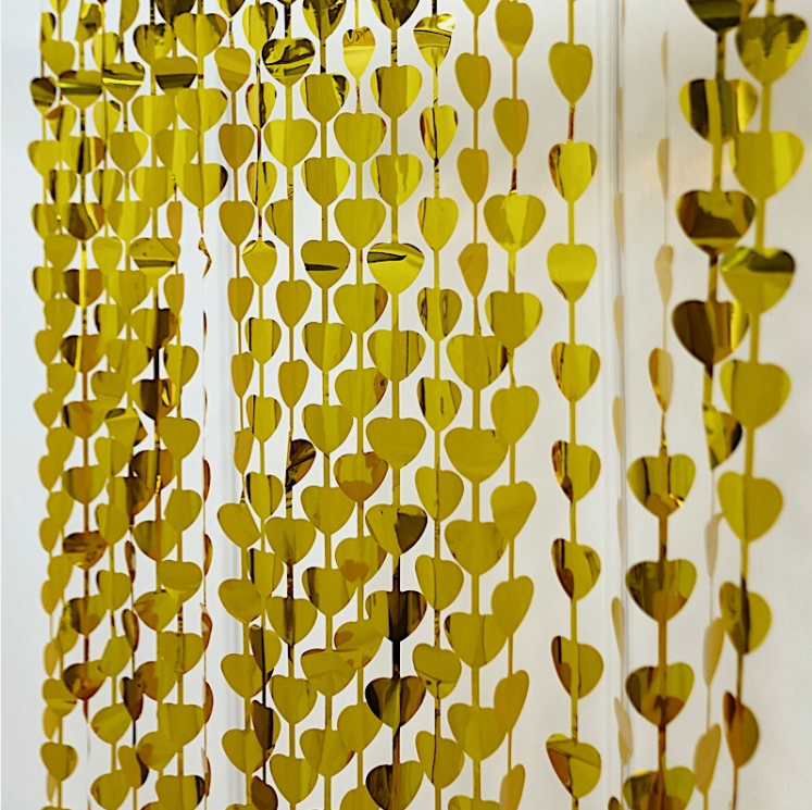 Curtains Polyester Heart Gold