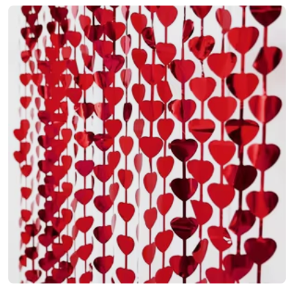 Curtains Polyester Heart Red