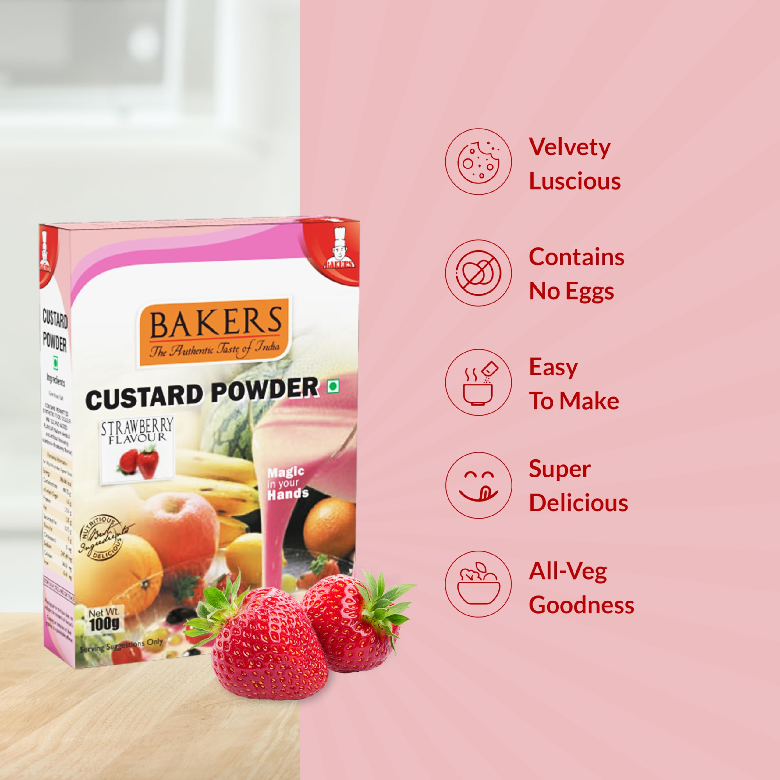 Bakers Custard Powder Strawberry Flavour