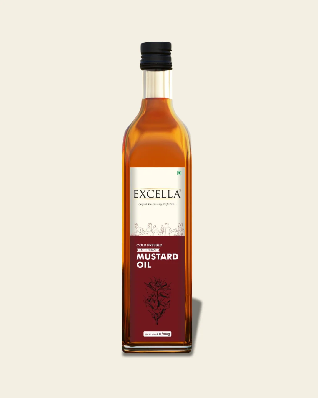 Excella Cold Pressed Kachi Ghani Mustard Oil 1ltr